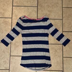 Express Navy and Gray Striped Top